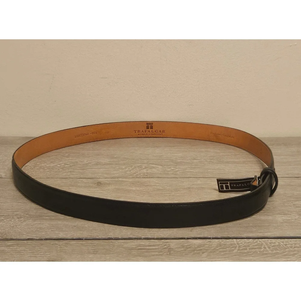 Trafalgar Mens Italian Calfskin Leather Belt Black Size 34 85 1101TF66-001